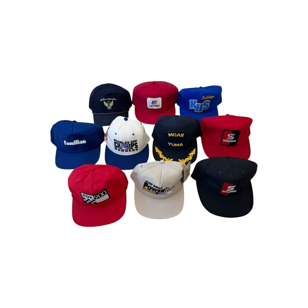 Vintage Trucker Hat Lot Men OS Multicolor Good 10pc Snapback 90s Y2K Bundle